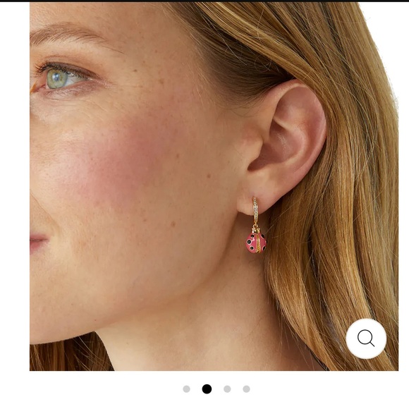 Kate Spade Pink and Gold Ladybug Earrings - Picture 2 of 3